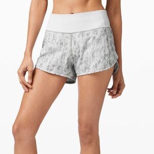 RARE Lululemon City Breeze Alpine White Multi 4” speed up shorts size 4 long